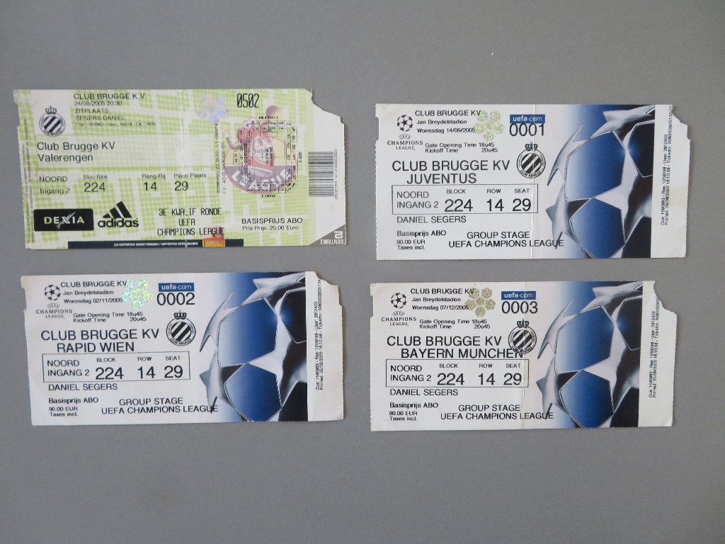 Club Brugge 2005 Champions League tickets Valerengen Bayern, Ophalen of Verzenden, Zo goed als nieuw, Overige typen