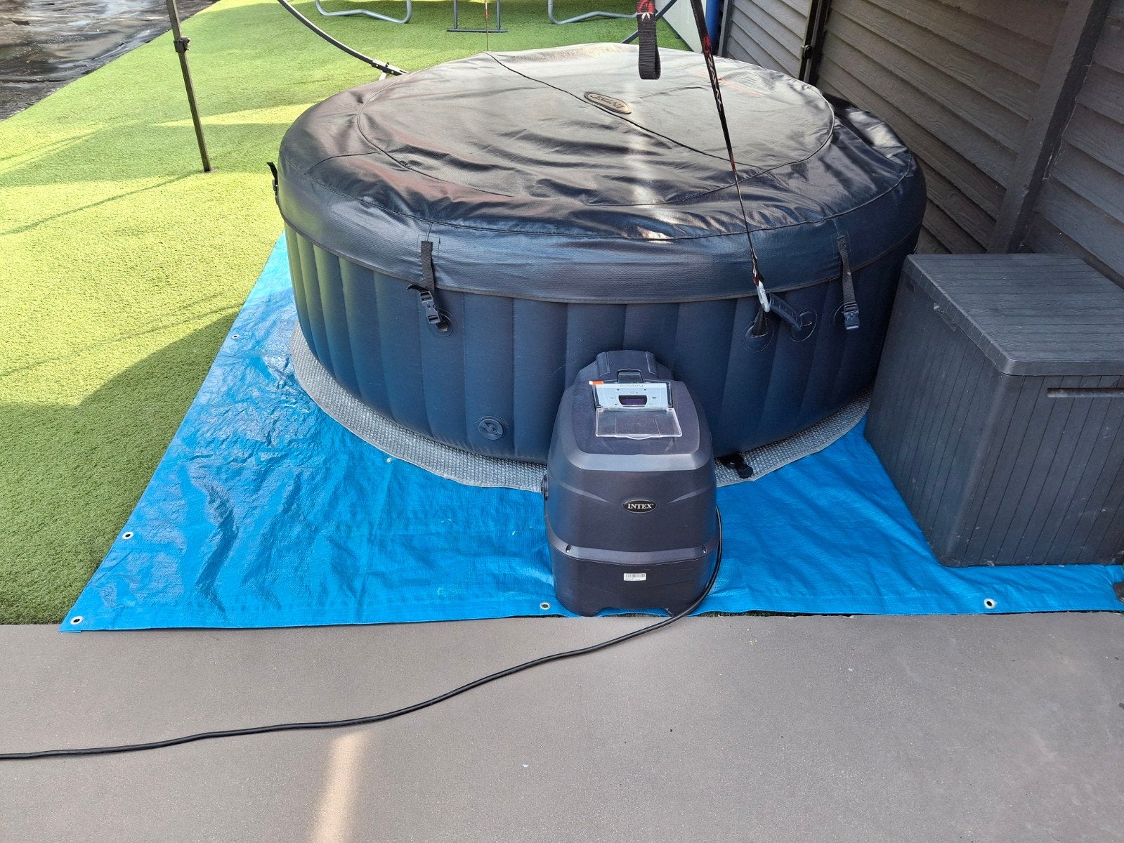 Intex PureSpa 4-Persoons Opblaasbare Jacuzzi + Accessoires &, Enlèvement, Utilisé, Couverture, Gonflable