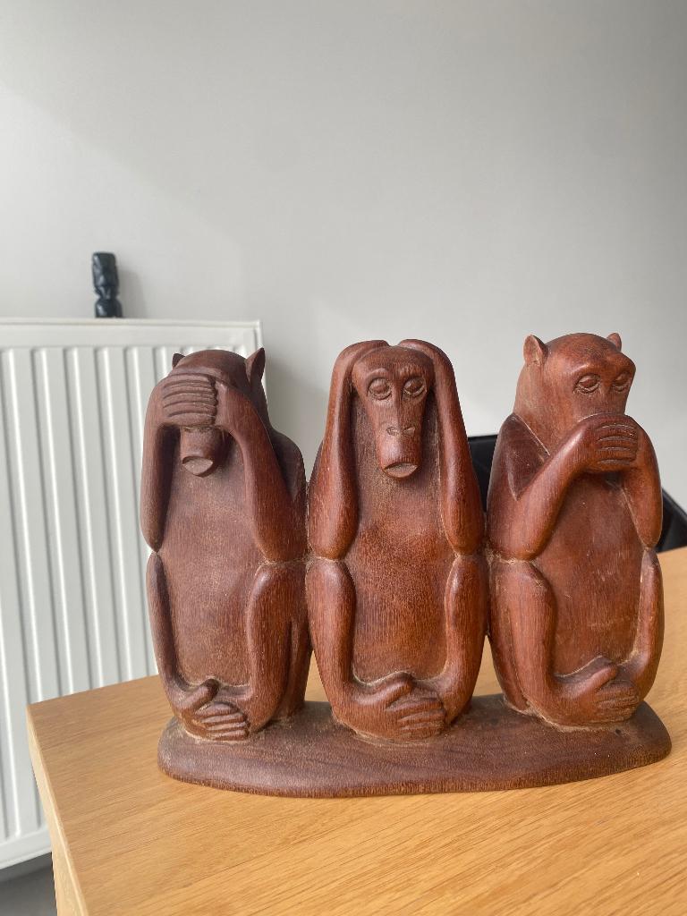 Zien horen zwijgen Houten aapjes, Ophalen of Verzenden, Zo goed als nieuw, Dier