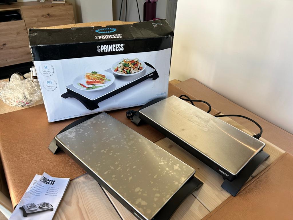 Princess warmhoudplaat oplaadbaar, Elektronische apparatuur, Grillplaten, Ophalen, Zo goed als nieuw