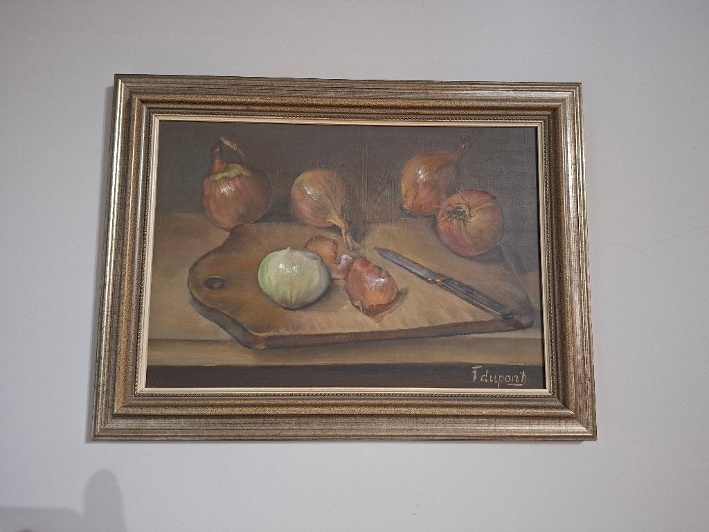 Finette Dupont olieverf op paneel stil leven, Peinture à l'huile, Panneau, Enlèvement, Signé