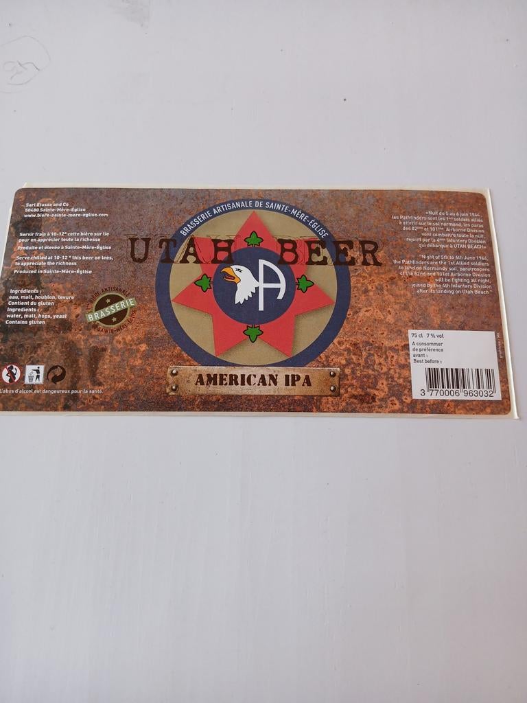 1 etiket van de reep van Sainte Mère l Eglise 75cl Normandy, Verzamelen, Biermerken, Ophalen of Verzenden