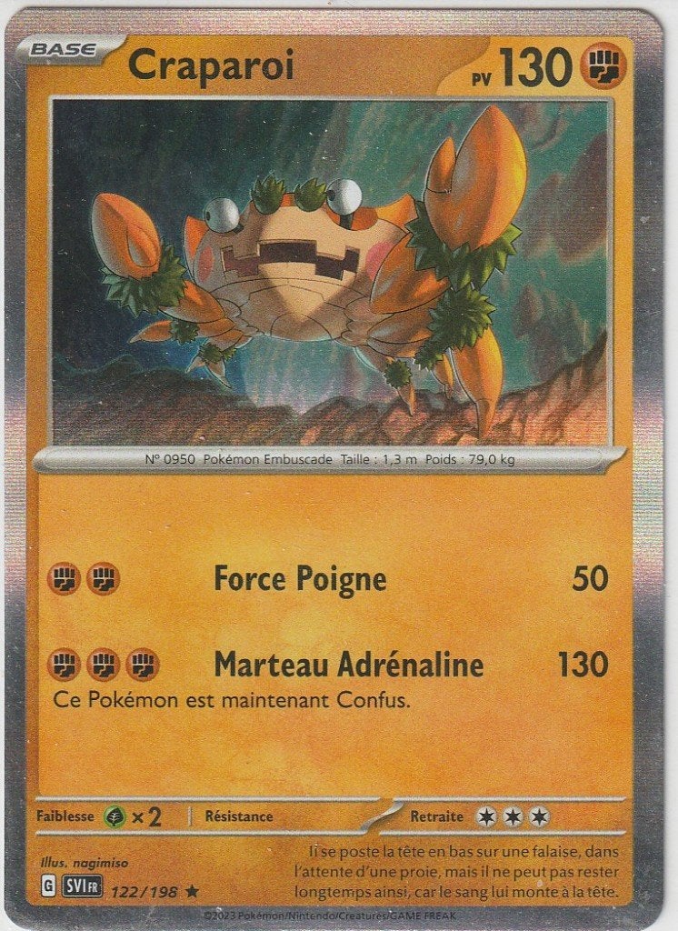 carte pokémon craparoi rare holo reverse, Enlèvement ou Envoi, Comme neuf