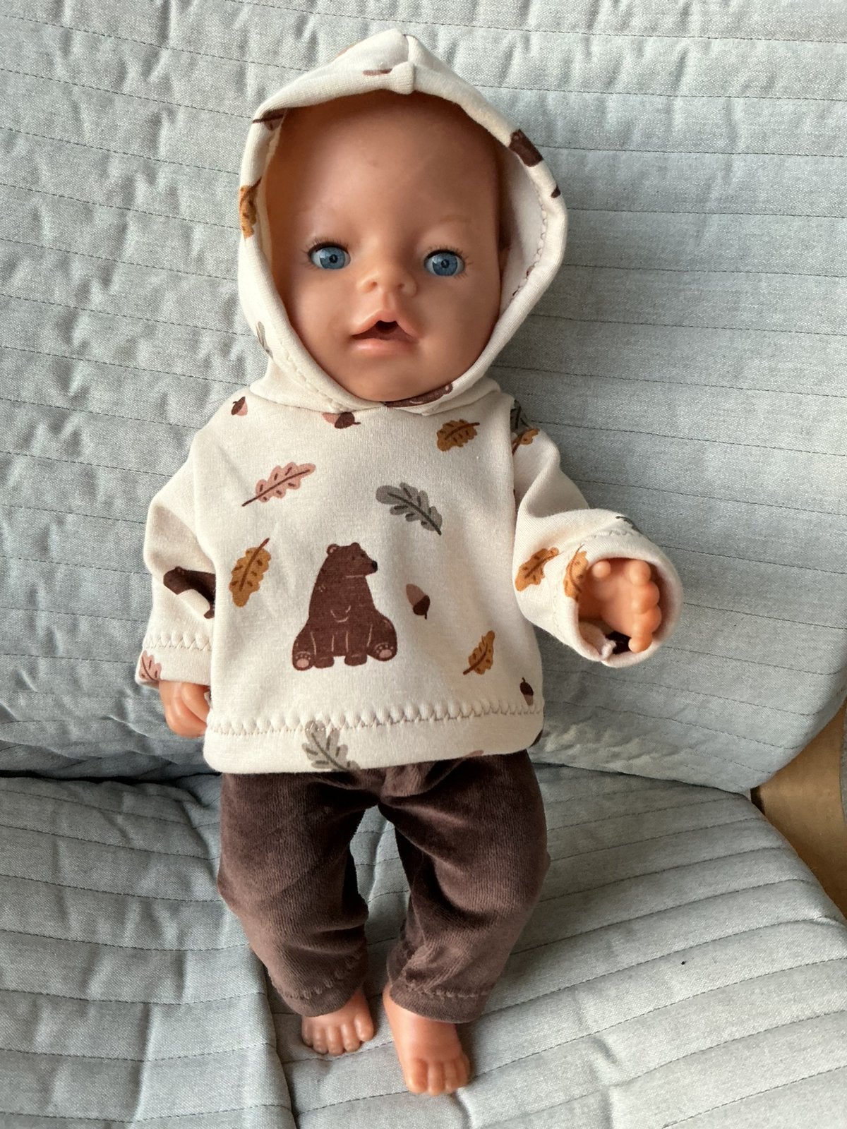 193. Babyborn: Nieuwe ecru hoodie met bruine broek, Kinderen en Baby's, Ophalen of Verzenden, Nieuw, Babypop