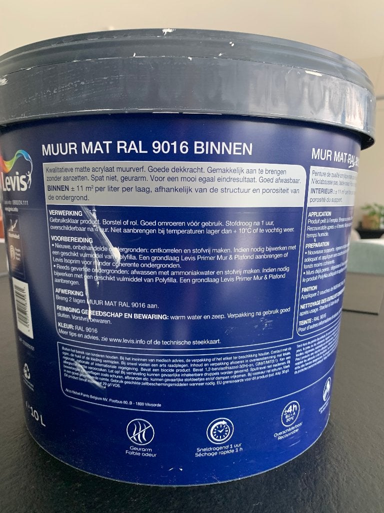 verf, levis, Ophalen, 5 tot 10 liter, Wit, Nieuw