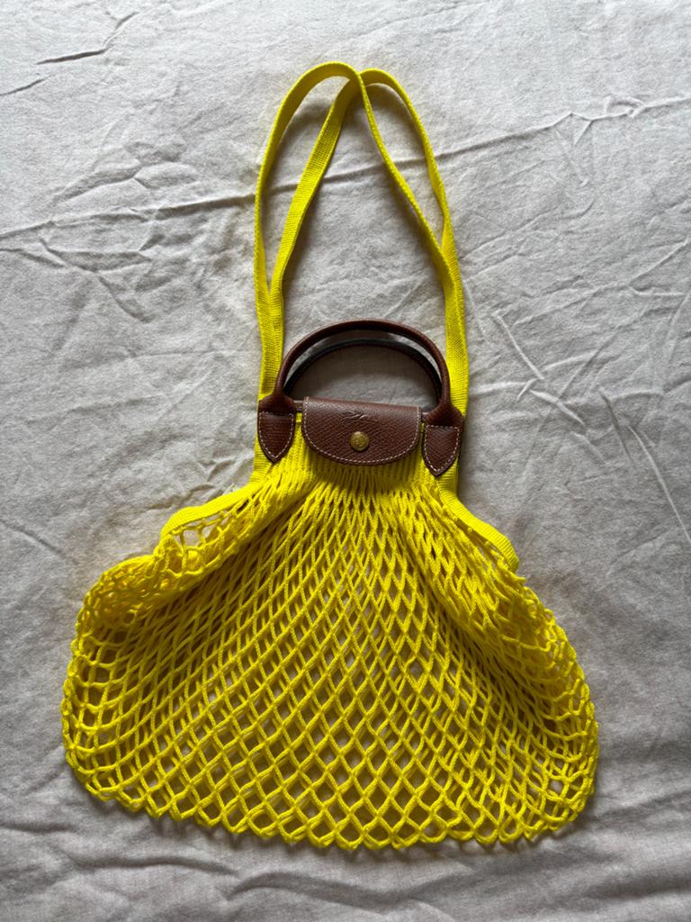 Sac à main Longchamp Filt en coton jaune, Enlèvement ou Envoi, Neuf, Jaune, Sac à main