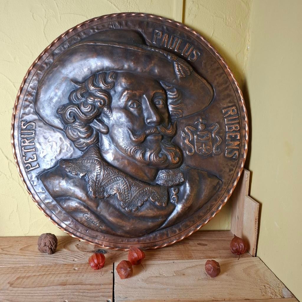 PLAQUE MURALE DECORATIVE "PETRUS PAULUS RUBENS" EN CUIVRE, Enlèvement