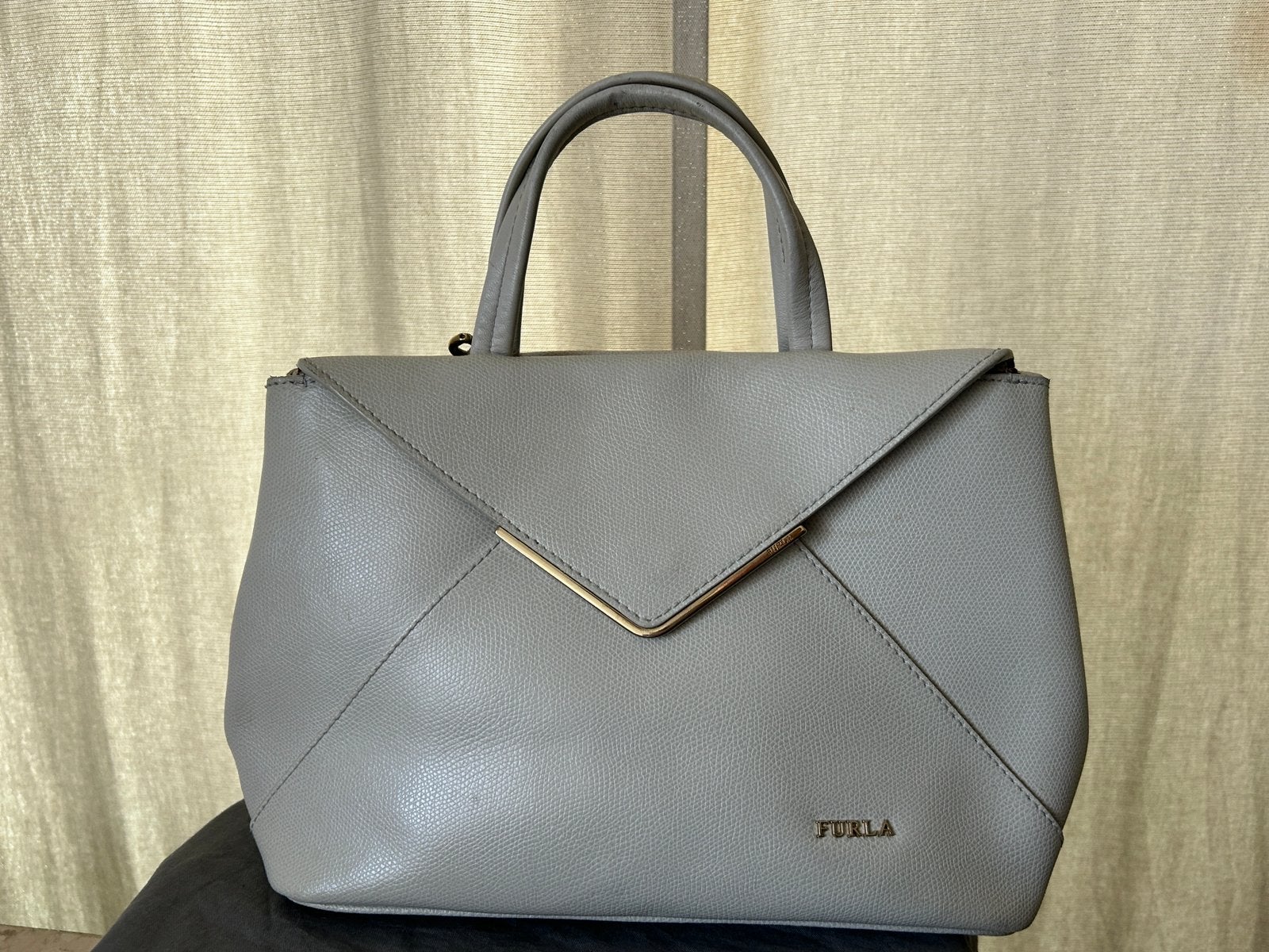 Furla sac a main cuir grainé blanc écru, Enlèvement ou Envoi, Comme neuf, Blanc