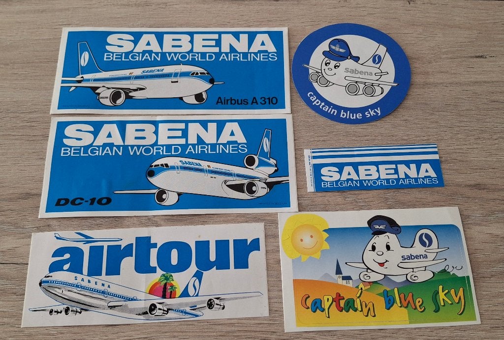 Stickers Vliegtuigmaatschappij Sabena vliegtuig Airbus DC10, Ophalen of Verzenden, Zo goed als nieuw, Bedrijf of Vereniging