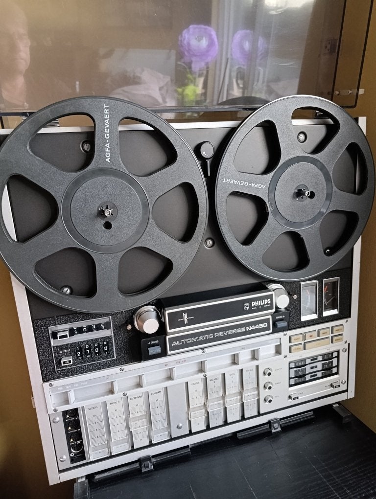 PHILIPS N4450 /reverse,6 koppen,3 motoren,/, Audio, Tv en Foto, Ophalen, Bandrecorder, Met stofkap