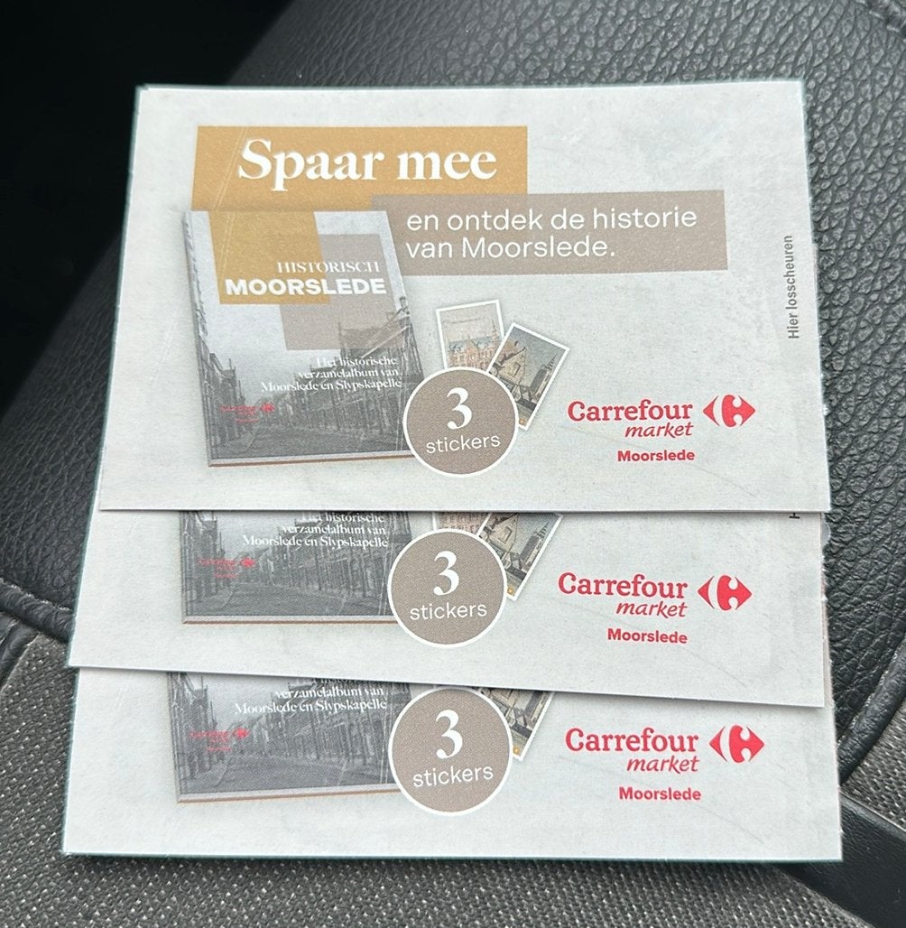 Moorslede historisch boek stickers, Ophalen