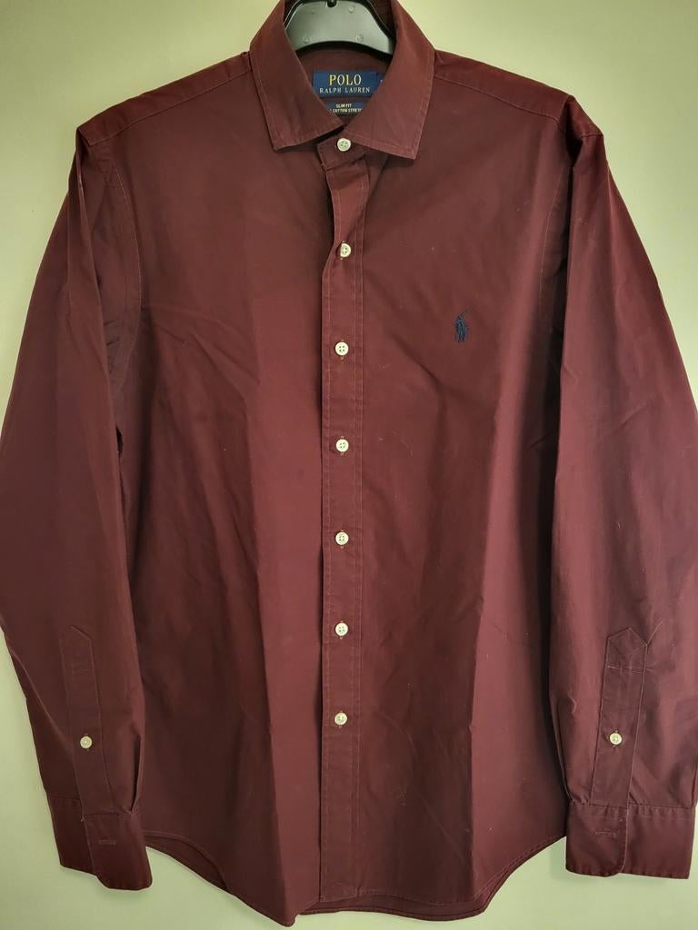Hemd slim fit maatje S-Ralph Lauren-Bordeaux rood, Enlèvement ou Envoi, Comme neuf, Rouge, Ralph Lauren