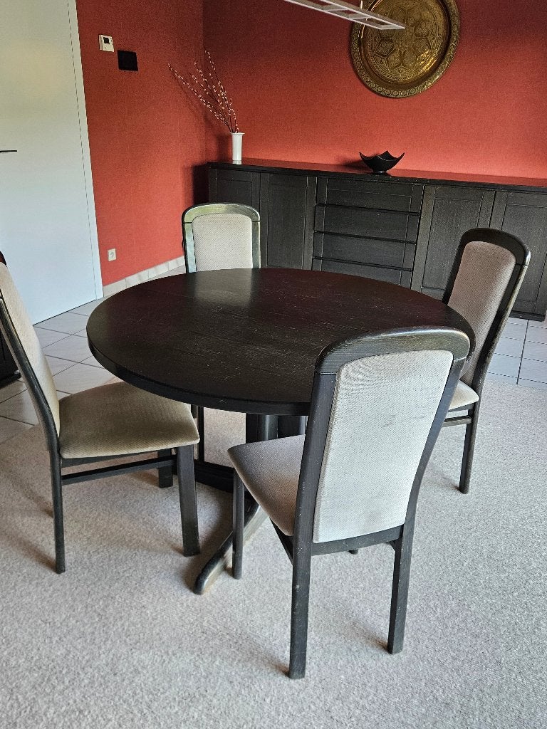Tafel en 6 stoelen, Huis en Inrichting, Tafels | Eettafels, Gebruikt, 100 tot 150 cm, 100 tot 150 cm, Vijf personen of meer, Rond