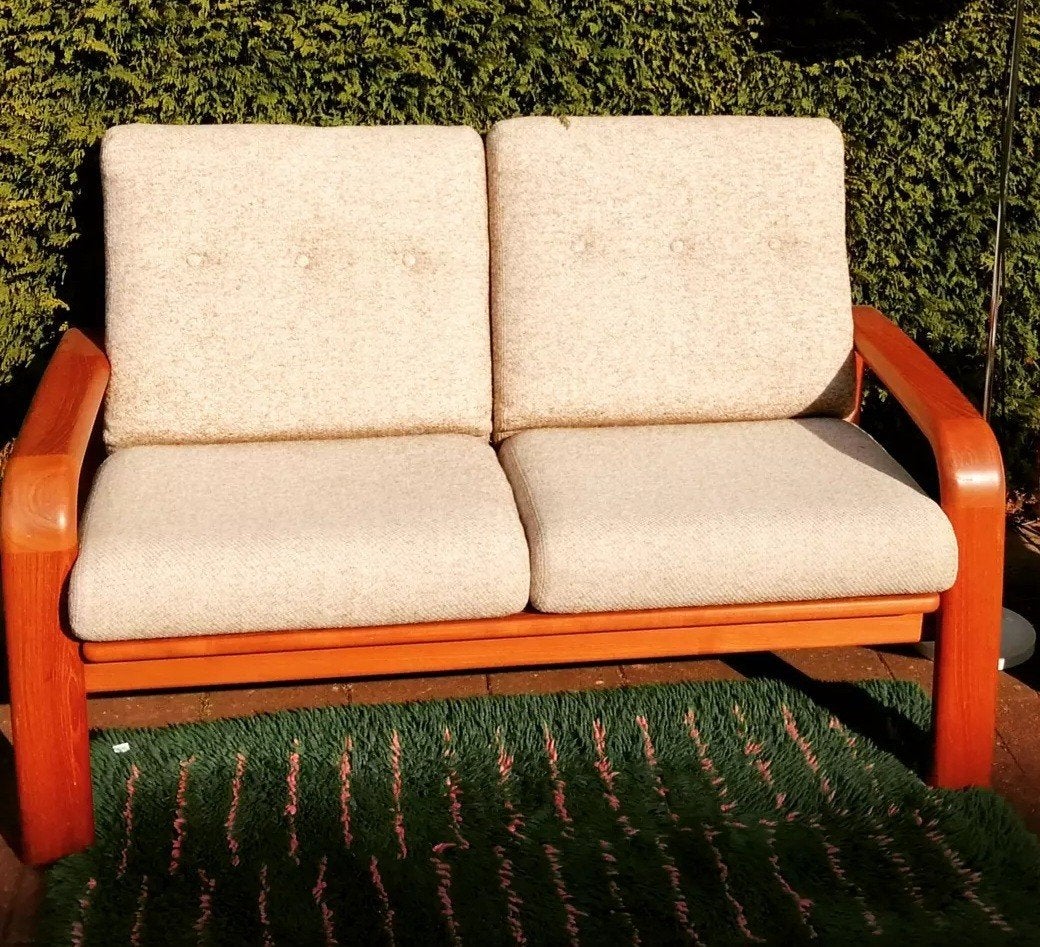 Zitbank in teak., Ophalen of Verzenden, Gebruikt, Tweepersoons, Hout