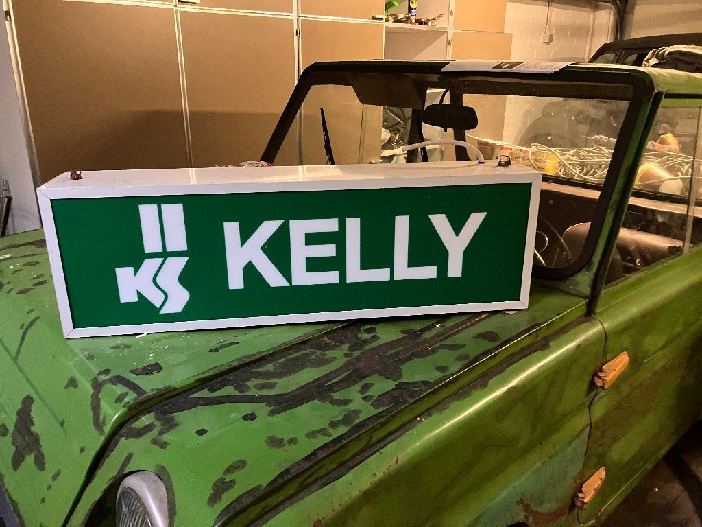lichtreclame, lichtbak, display,  promo 'kelly' autobanden, Verzamelen, Ophalen, Gebruikt, Auto's