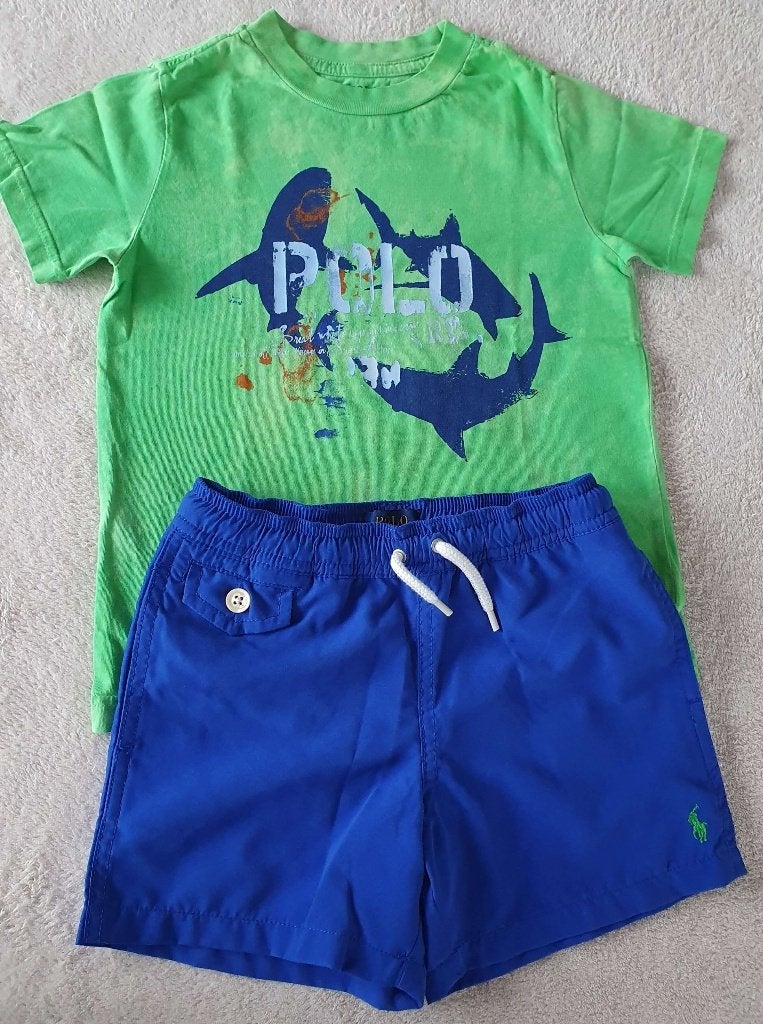 Ensemble t-shirt + short maillot - Polo Ralph Lauren - T4ans, Garçon, Comme neuf, Enlèvement, Polo Ralph Lauren