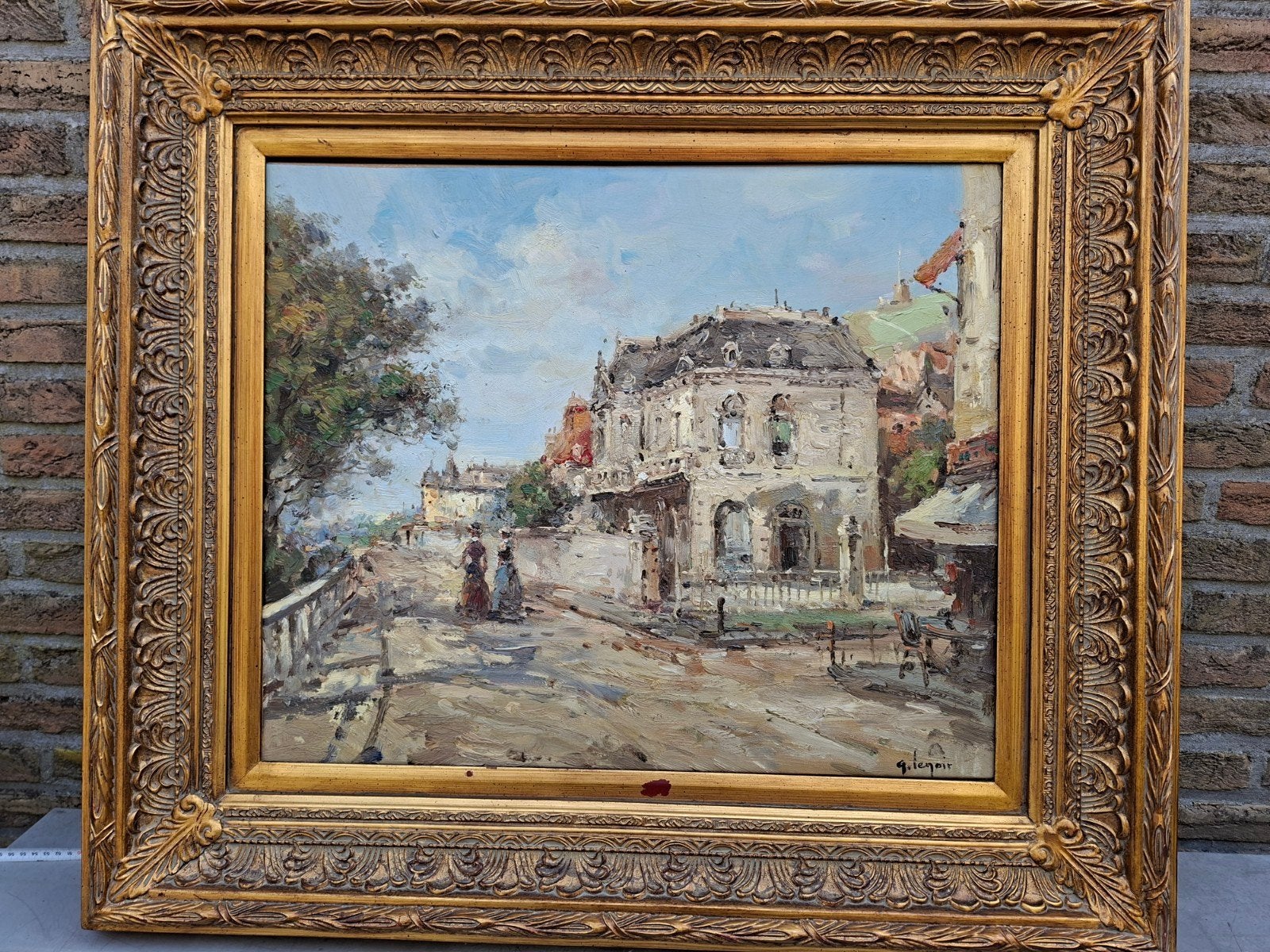LENOIR G. "Geanimeerd stadszicht " olie op doek, Enlèvement, Impressionniste, Toile