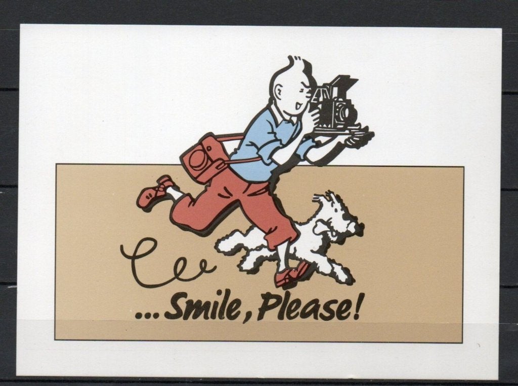 Carte postale : Hergé : Tintin "Smile, please !" horizontale, Enlèvement