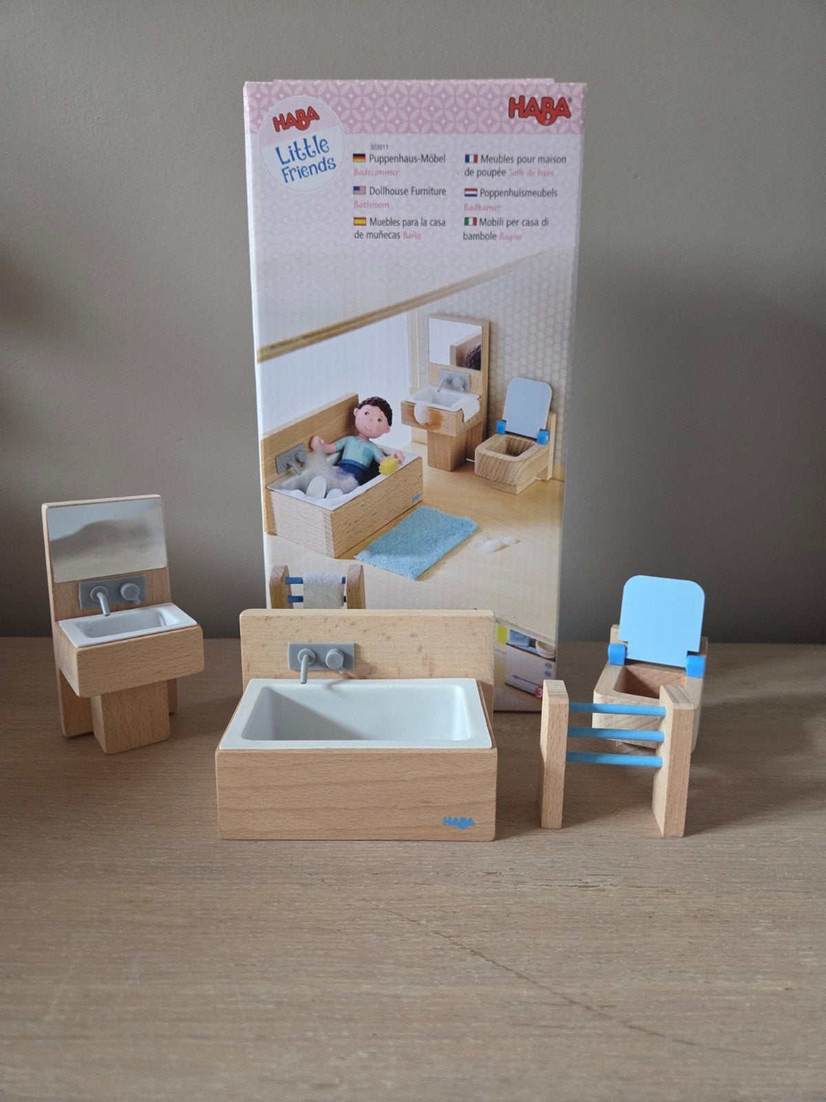 Haba Little Friends Badkamermeubels, Ophalen, Zo goed als nieuw, Poppenhuis