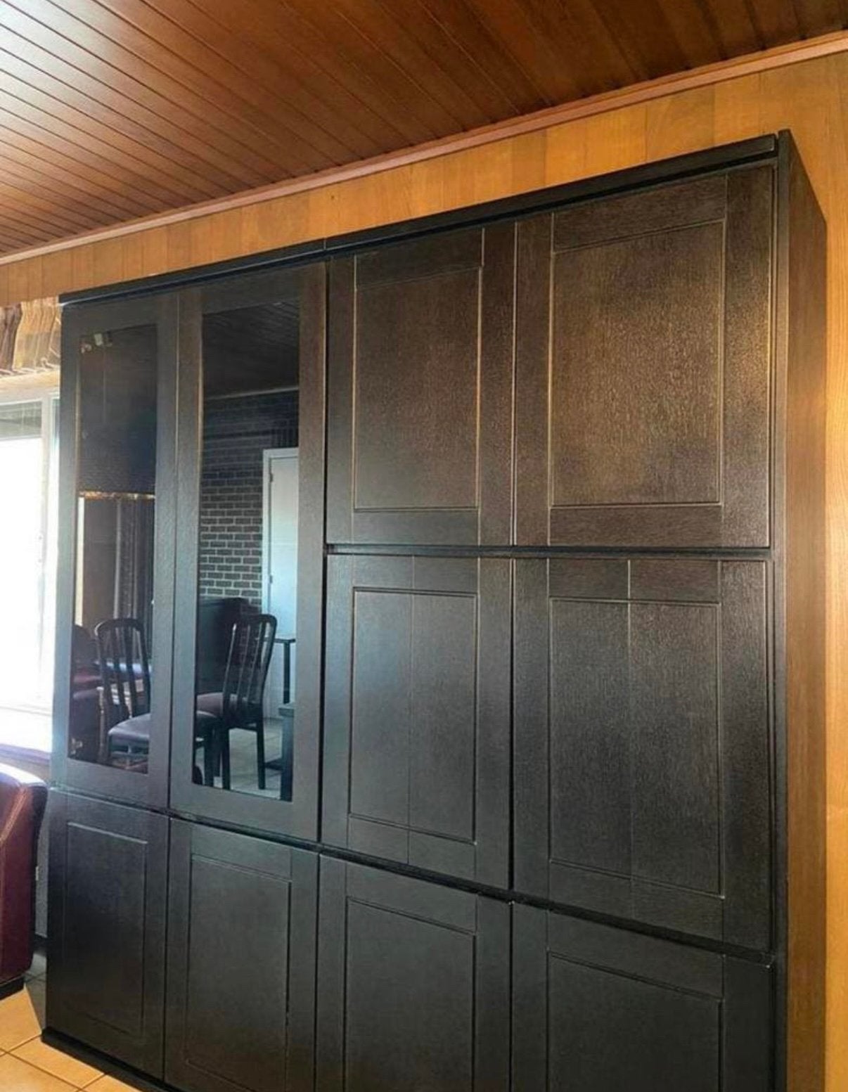 Eetkamermeubels zwart – kasten + tafel + 6 stoelen, Huis en Inrichting, Ophalen, Gebruikt, 200 cm of meer