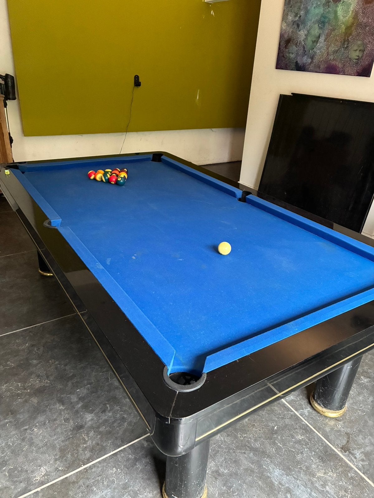 Prachtige Longoni Italia pooltafel – 7/7,5 ft – zwart/blauw, Sports & Fitness, Billards & Billards américains, Enlèvement ou Envoi