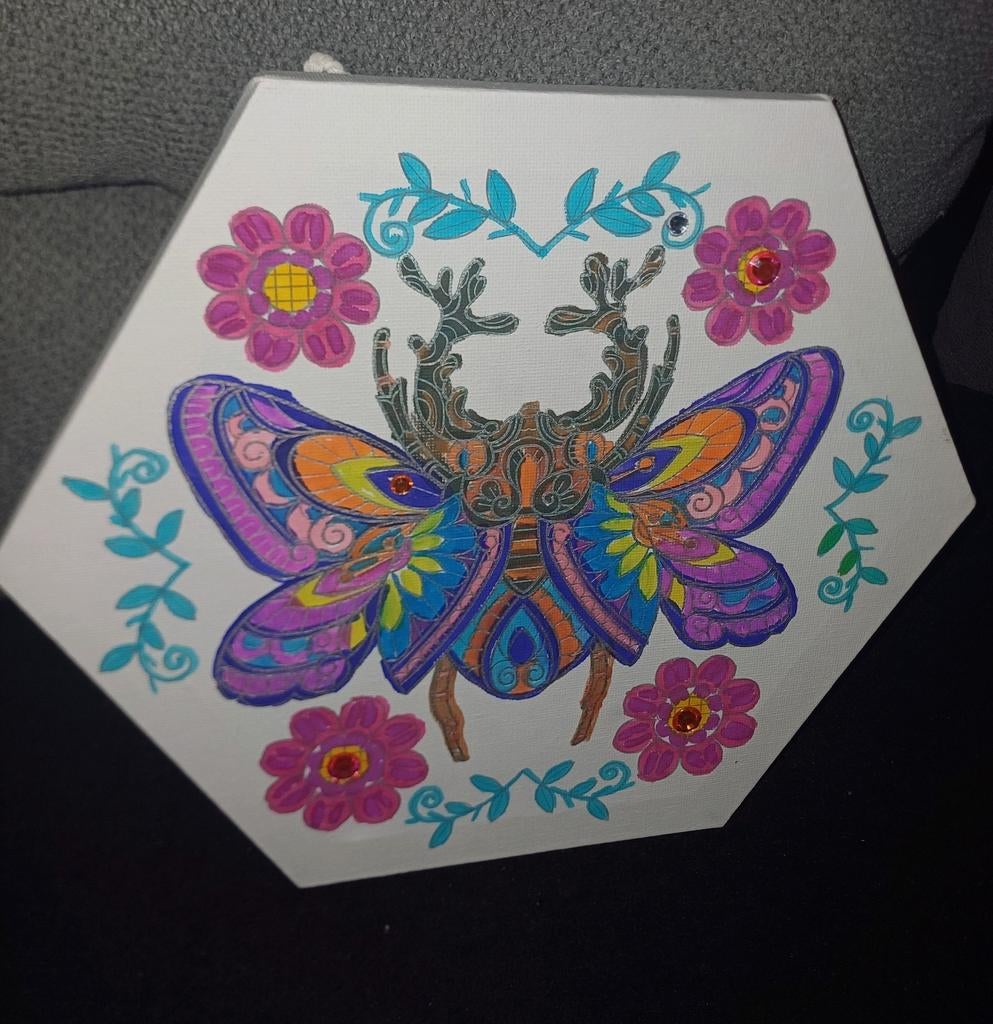 Canvas & schilderijen: handgekleurde mandala van een insect, Ophalen of Verzenden