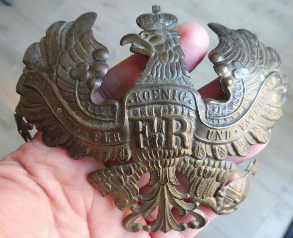 Plaque avant prussienne originale de Pickelhaube 1914-1918, Collections, Objets militaires | Général, Armée de terre, Envoi
