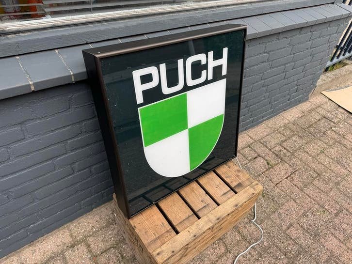 Vintage Puch Reclame Lichtbak - Reclamebord, Verzamelen