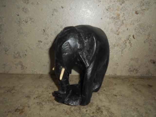 Zwart houten beeld - Olifant, Ophalen of Verzenden, Zoogdier, Zwart, Beeld