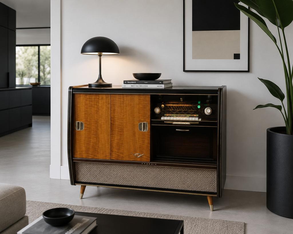 Prachtig gerestaureerd radiomeubel Grundig SO171 uit 1958/59, Ophalen