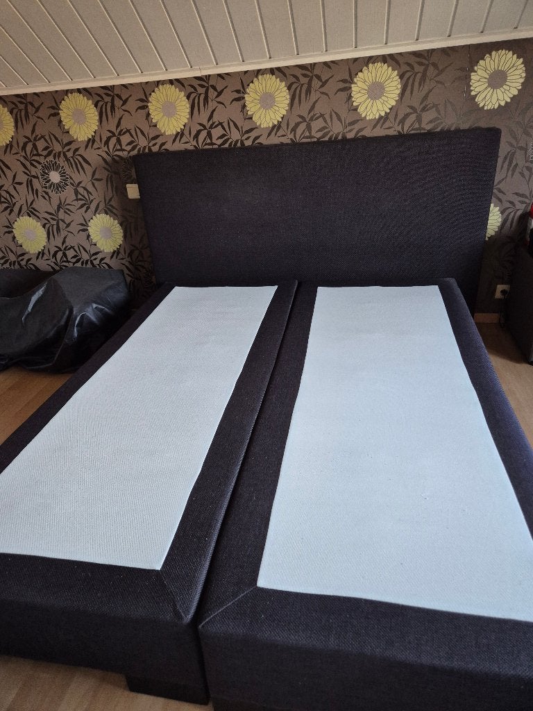 Boxspring, Maison & Meubles, Gris, Enlèvement, Utilisé, 200 cm
