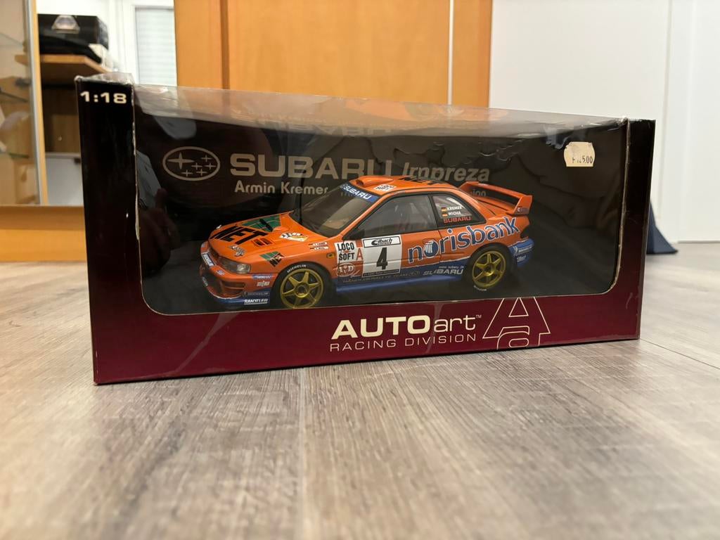 Subaru WRC 2000 Rally Kremer Autoart 1/18, Ophalen of Verzenden, Zo goed als nieuw, Auto, Autoart
