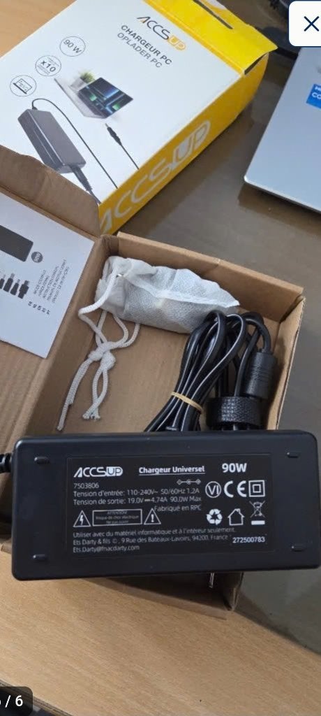 Chargeur universel Accsup - puissance 90W NOUVEAU, Informatique & Logiciels, Enlèvement ou Envoi, Neuf, ACCSUP