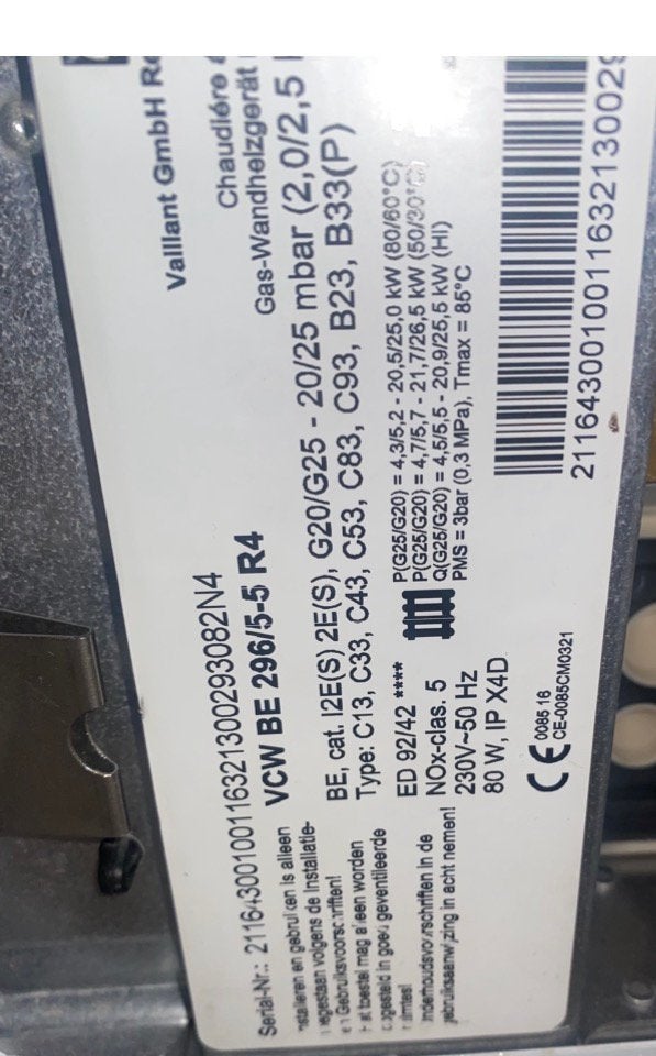 CONDENSATIEKETEL Vaillant ecotec plus VCW 296, Doe-het-zelf en Bouw, Ophalen, Zo goed als nieuw