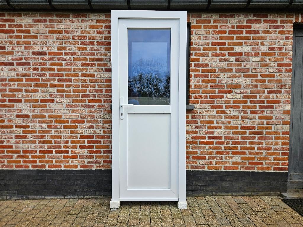 Prachtige Pvc achterdeur Schüco, Doe-het-zelf en Bouw, Deuren en Vliegenramen, Ophalen, 80 tot 100 cm, Glas, 200 tot 215 cm