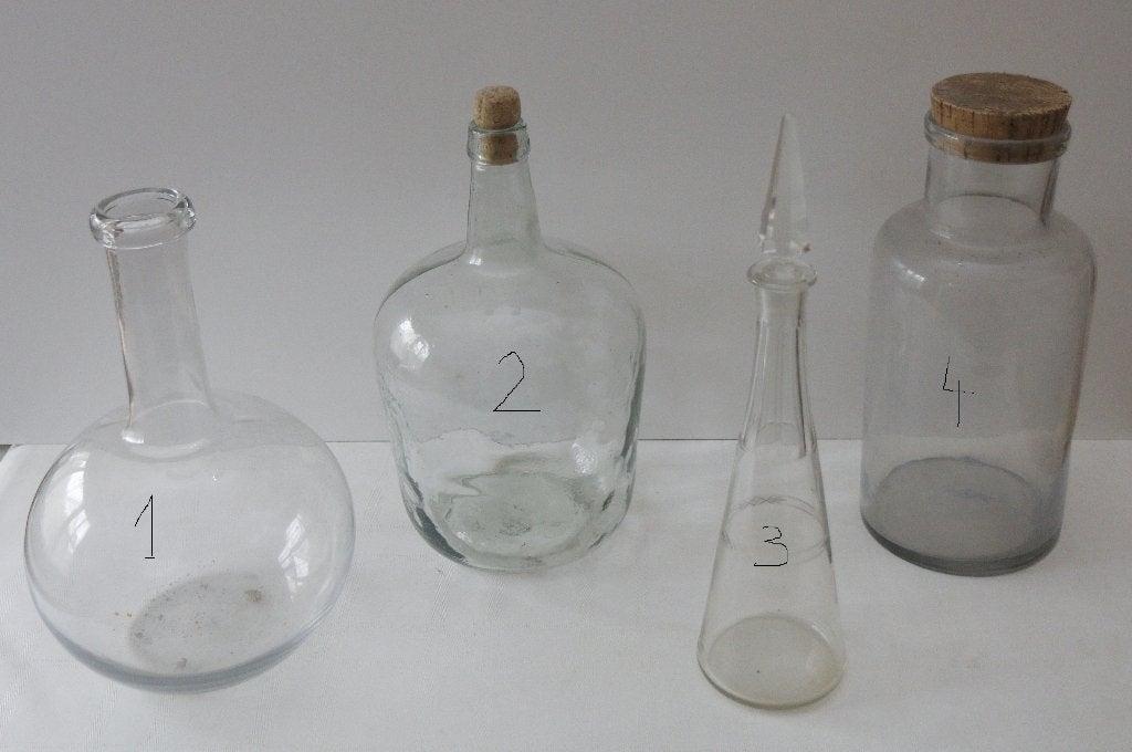 Set van 4 oude glazen kruiken, Enlèvement