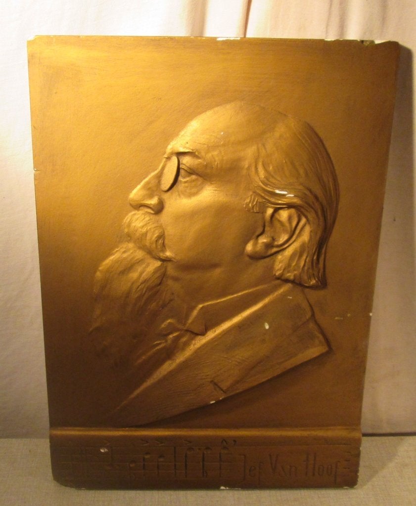 Mooi Oud Plakkaat in aardewerk - Componist Jef van Hoof, Ophalen of Verzenden
