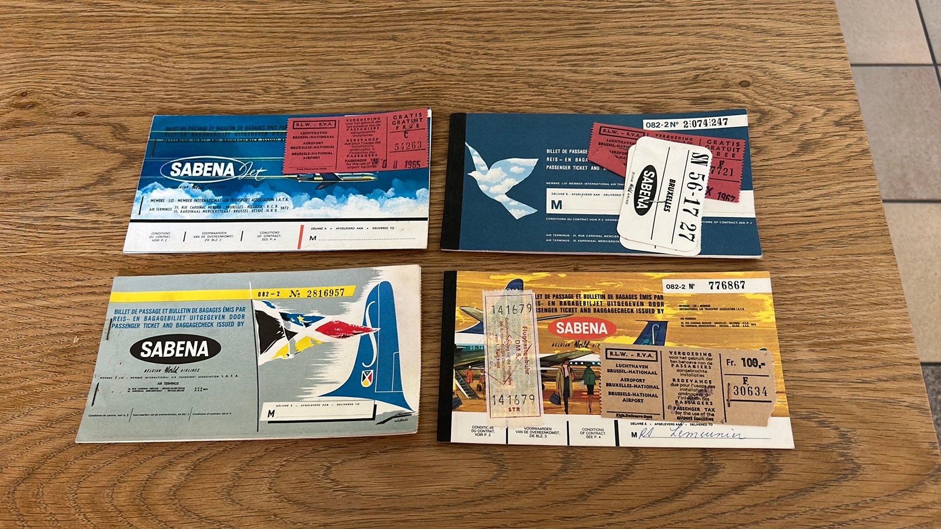 Sabena 4 reistickets jaren '60., Ophalen of Verzenden