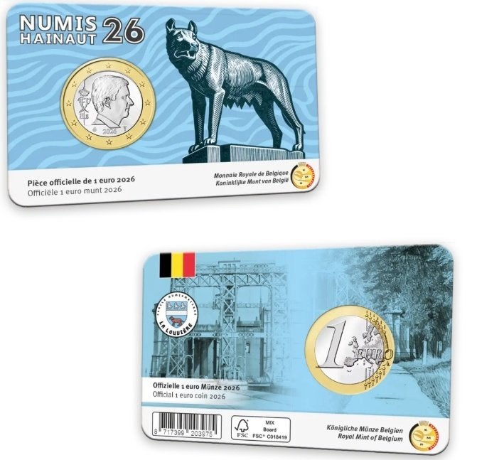 België 2026 - 1 euro in coincard - NumisHainaut - BU, Ophalen of Verzenden, België, 1 euro