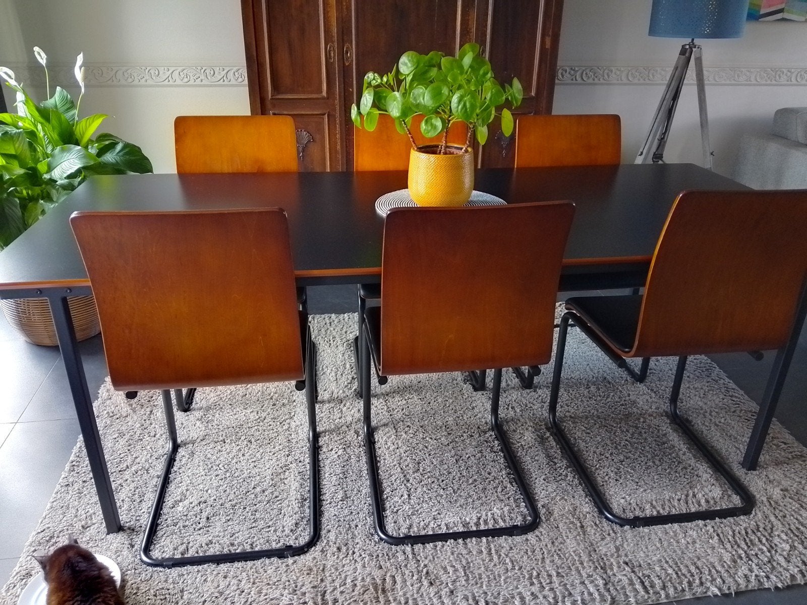 Eetkamertafel en 6 bijhorende stoelen, Ophalen