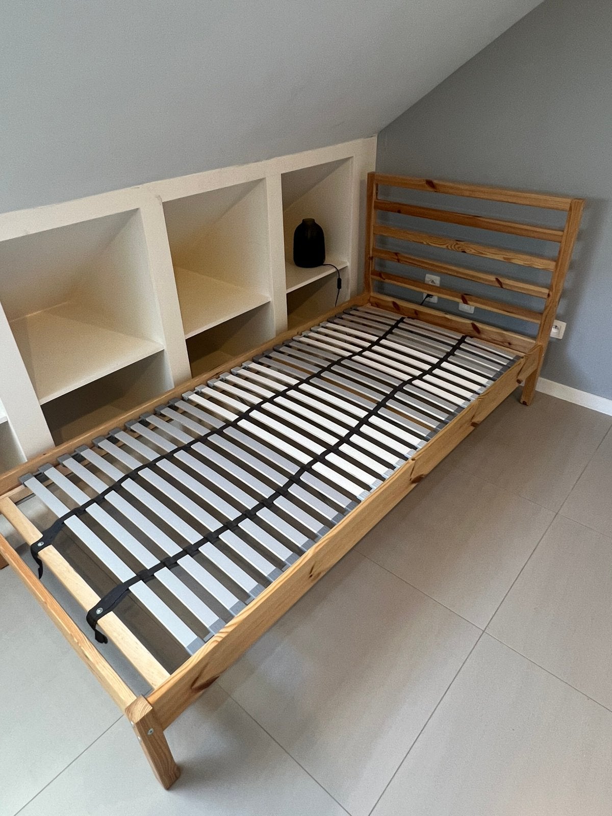 Set - bedframe 90 x 200 cm + boxspring + matras, Huis en Inrichting, Slaapkamer | Bedden, Gebruikt, Eenpersoons, 90 cm, 200 cm