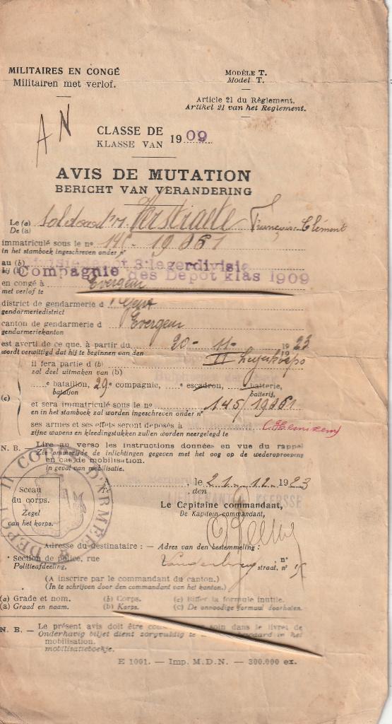 Militaria 1909, Envoi