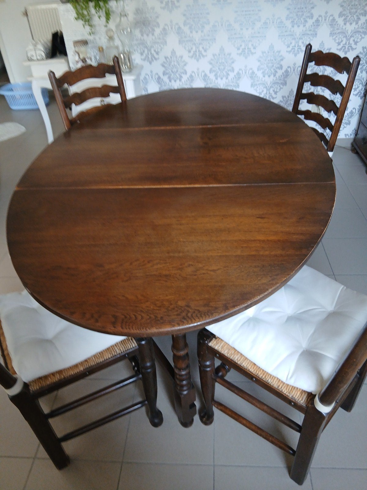 Eiken eettafel, Engelse stijl, ovaal, met 4 stoelen, Ophalen, Ovaal