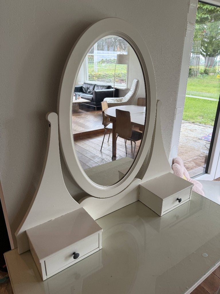 HEMNES Toilettafel met spiegel, Ophalen, Gebruikt, 150 tot 200 cm