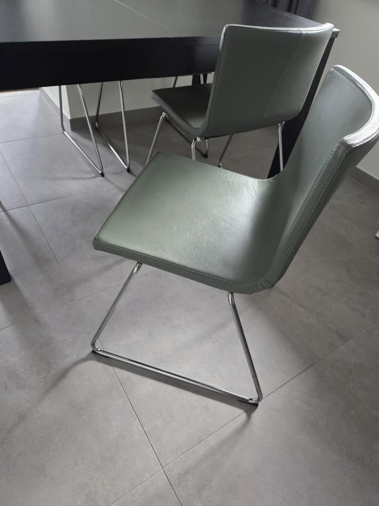 Lederen stoelen - Ikea- 4 stuks, Ophalen, Overige kleuren, Modern, tijdloos, Zo goed als nieuw