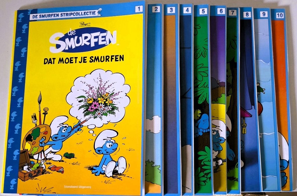 Strips De Smurfen, complete collectie van 10., Ophalen of Verzenden, Zo goed als nieuw, Verschillende Smurfen, Stripboek