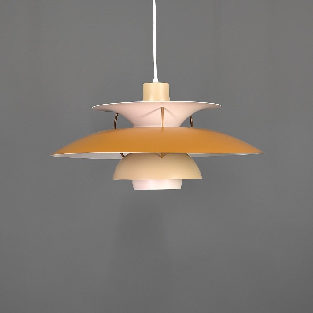 Louis Poulsen PH 5 marron/couleurs douces — design danoise, Maison & Meubles, Lampes | Suspensions, Métal, Comme neuf, Envoi, 75 cm ou plus