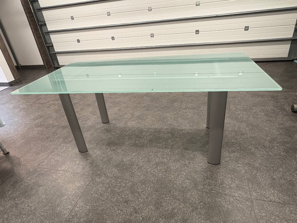 Glazen eetkamer tafel, Huis en Inrichting, Ophalen, Zo goed als nieuw, Modern, 4 tot 6 stoelen