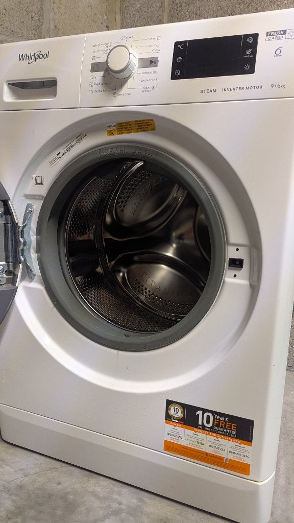 Whirlpool FWDG 961483 (combinaison laveuse-sécheuse), Electroménager, Lave-linge, Utilisé, Chargeur frontal, 8 à 10 kg, 85 à 90 cm