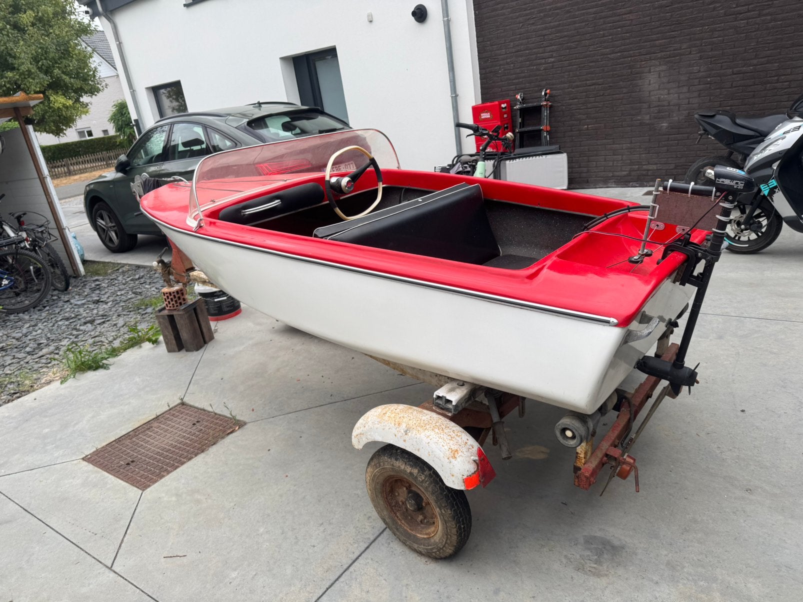 Super mooie retro boot met elektro motor  incl trailer, Ophalen, Zo goed als nieuw